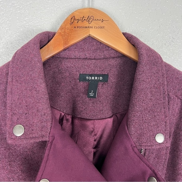 Torrid Purple Moto Jacket 2X - Stretch Knit Panels, Full Zip, Flannel Coat, EUC - Picture 5 of 12